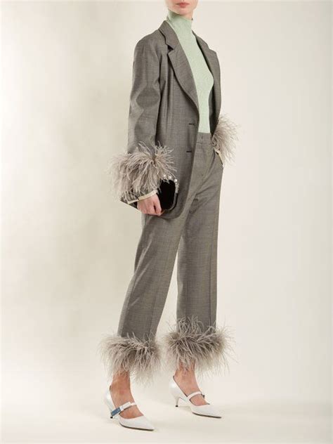 prada feather suit